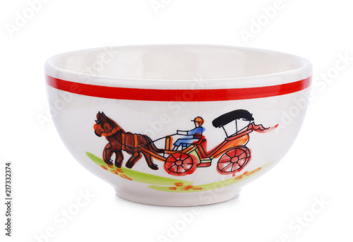 White ceramic bowl on white background.