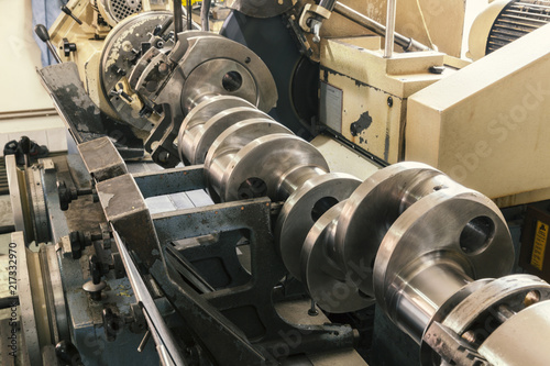 grinding crankshafts, close up