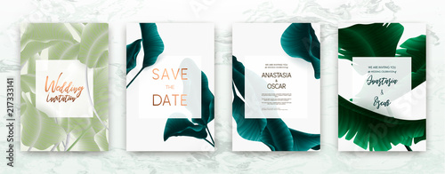 Wedding invitation frame set: flowers, palm,succulent, eucalyptus leaves, watercolor, minimal vector. Sketched wreath, floral and herbs garland with green, greenery color. Drawn Watercolour style
