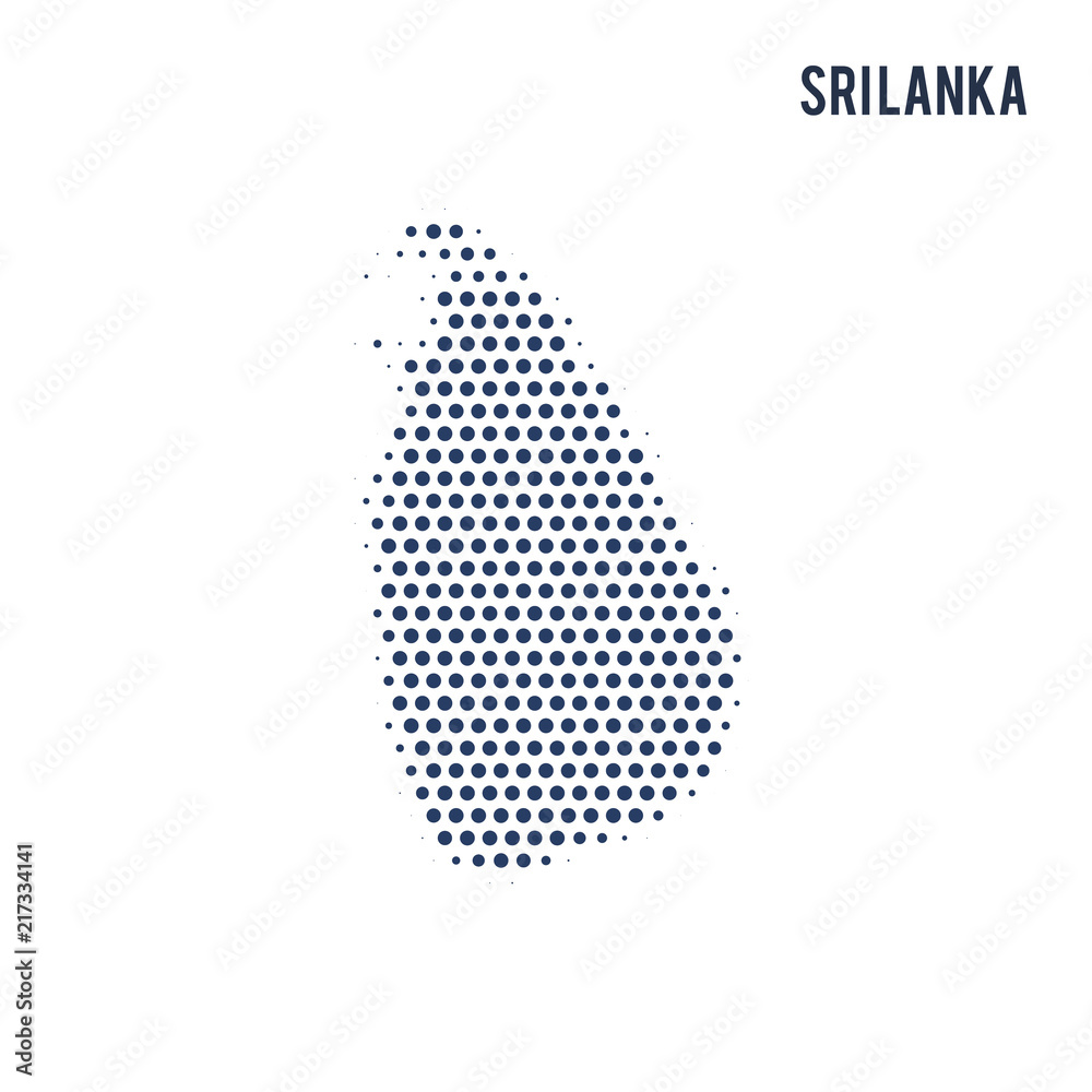 Fototapeta premium Dotted map of Sri Lanka isolated on white background.