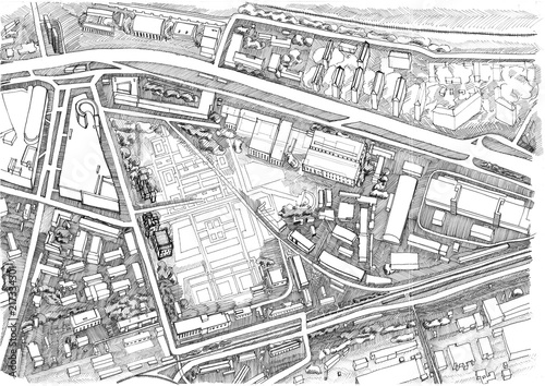 Архитектурный городской скетч. 3D карта.