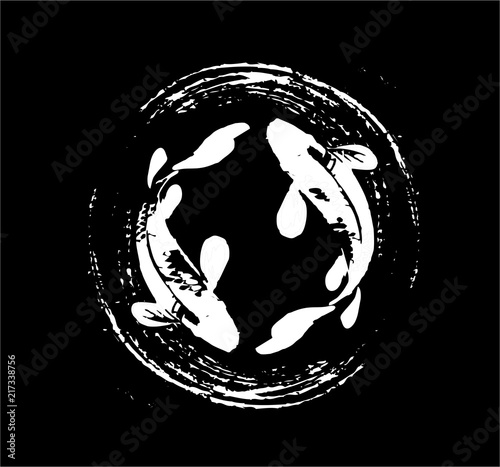simple couple of black koi fish art