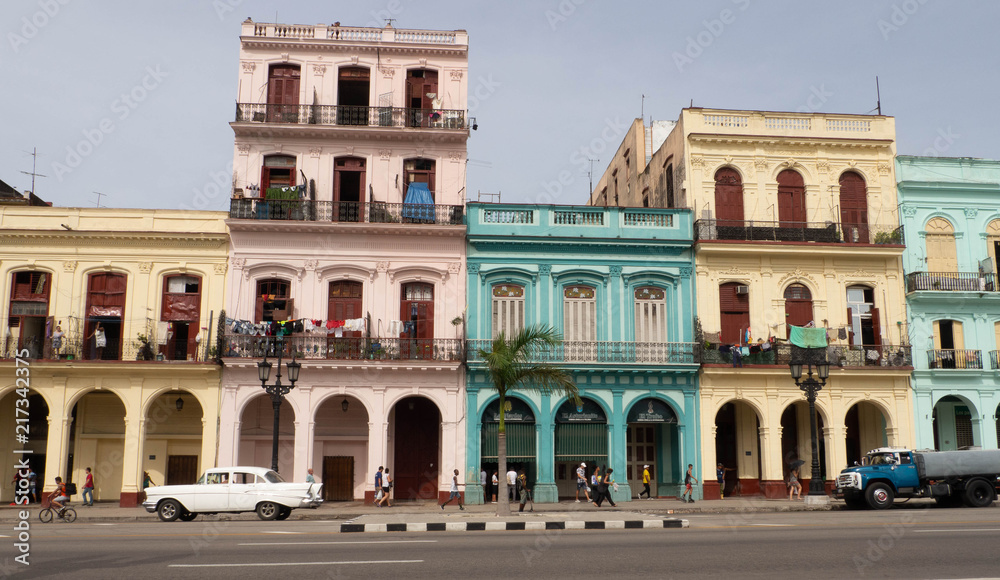 Colored buildings in Havanna Cuba