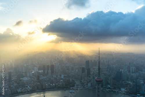 panoramic city skyline in shanghai china