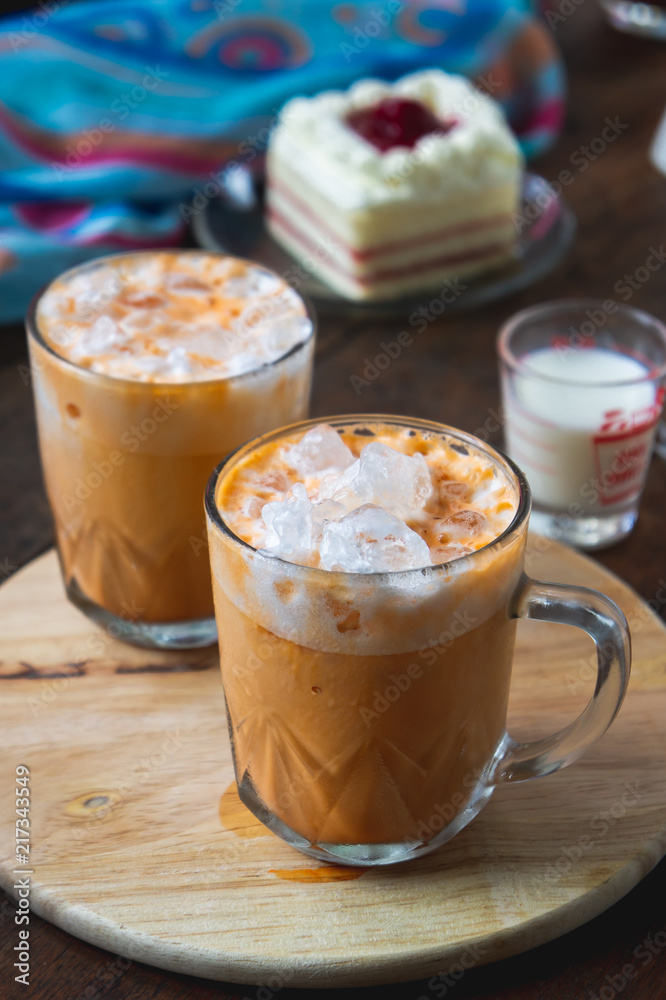 thai tea milkshank sweet drink on the glass for refreshment thai tea milkshank sweet drink on the glass for refreshment