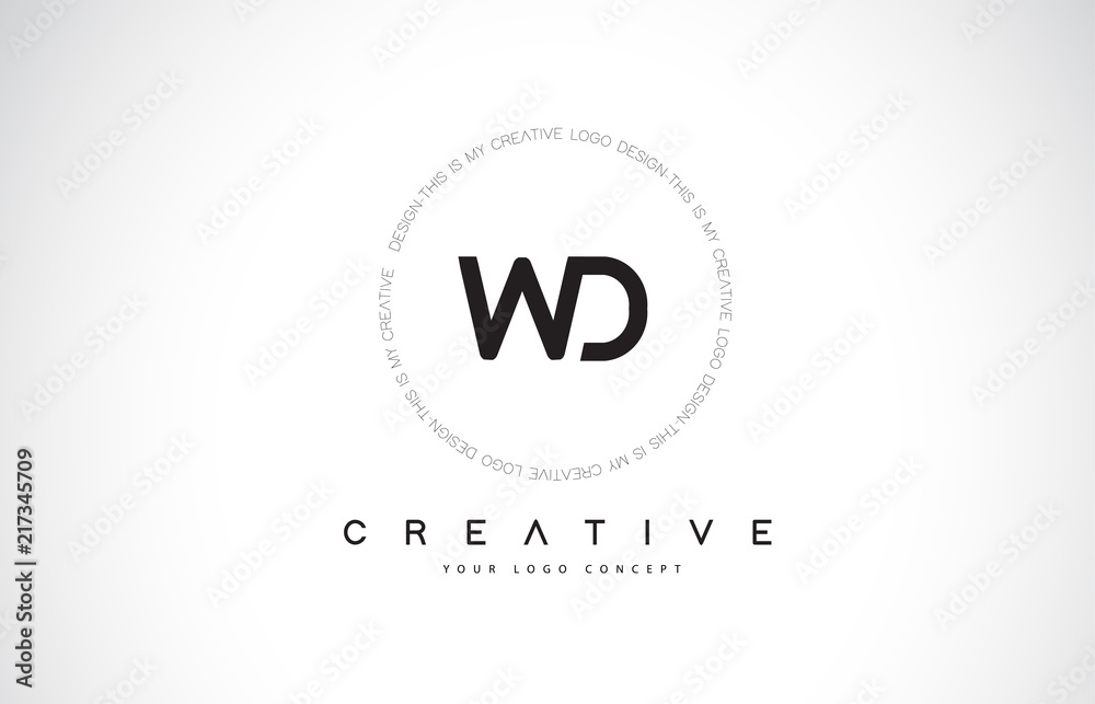 WD W D Logo Design with Black and White Creative Text Letter Vector. WD W D Logo Design with Black and White Creative Text Letter Vector.