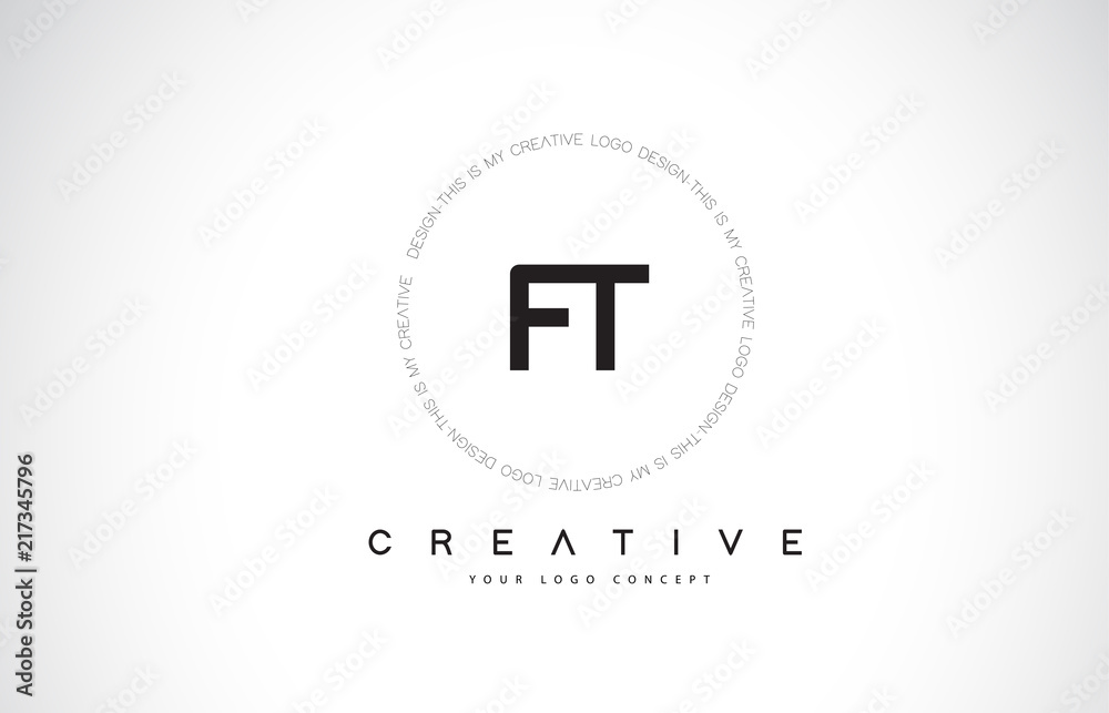 FT F T Logo Design with Black and White Creative Text Letter Vector.