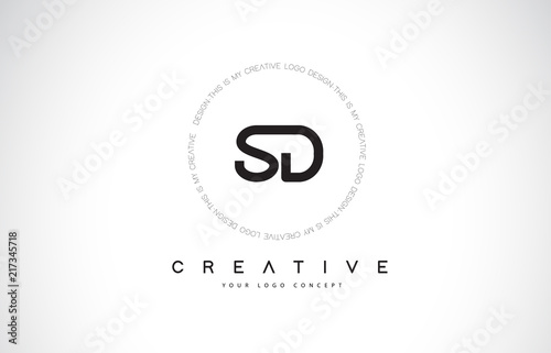 SD S D Logo Design with Black and White Creative Text Letter Vector.
