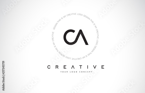 CA C A Logo Design with Black and White Creative Text Letter Vector.
