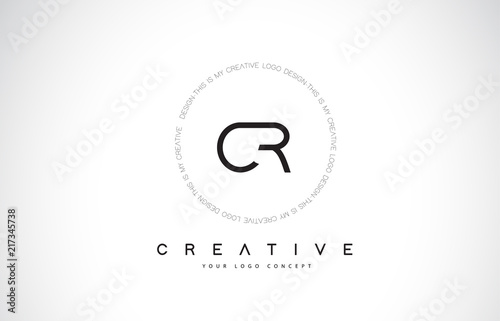 CR C R Logo Design with Black and White Creative Text Letter Vector.