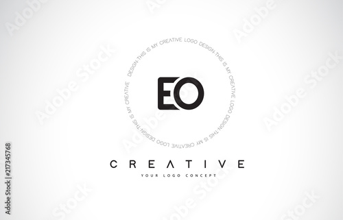 EO E O Logo Design with Black and White Creative Text Letter Vector. photo