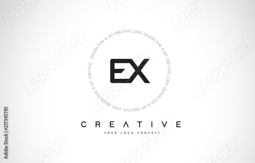 EX E X Logo Design with Black and White Creative Text Letter Vector.