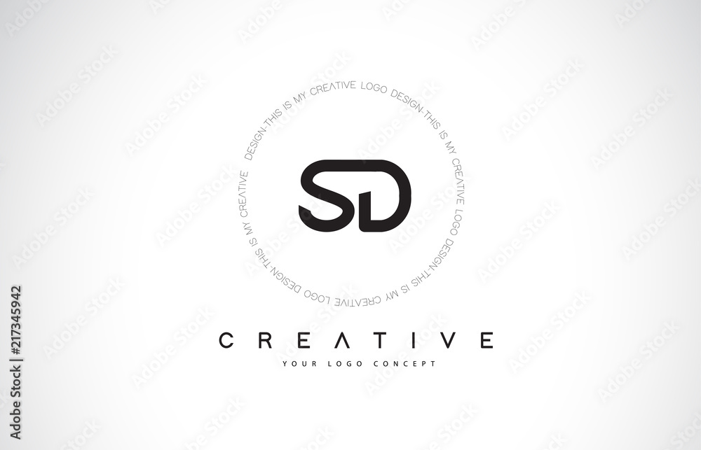 SD S D Logo Design with Black and White Creative Text Letter Vector. SD S D Logo Design with Black and White Creative Text Letter Vector.