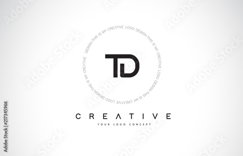 TD T D Logo Design with Black and White Creative Text Letter Vector.