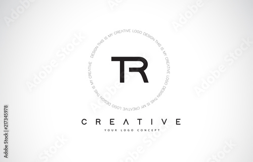 TR T R Logo Design with Black and White Creative Text Letter Vector. photo