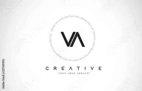 VA V A Logo Design with Black and White Creative Text Letter Vector.