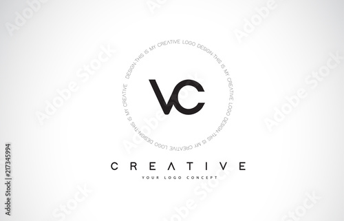 VC V C Logo Design with Black and White Creative Text Letter Vector.