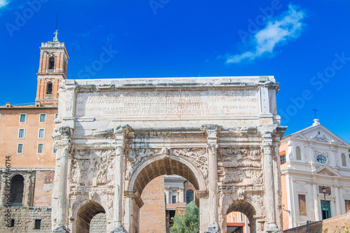     Forum Romanum, Rome, Italy, ancient Arch of emperor Septimius Severus  photo