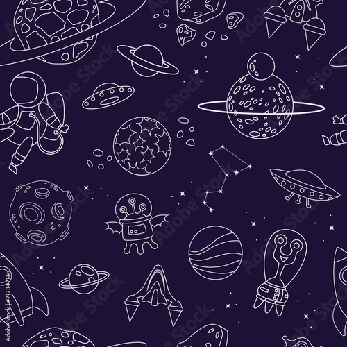 space doodle. seamless background.  vector illustration. 