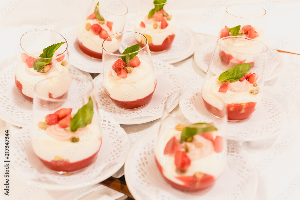 Ice cream dessert served during a wedding Ice cream dessert served during a wedding