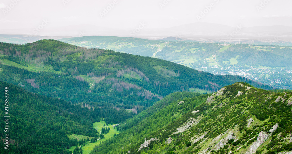 Tourism and hiking of Poland, Ukraine, Slovakia. Mountains and hills in Tatra park