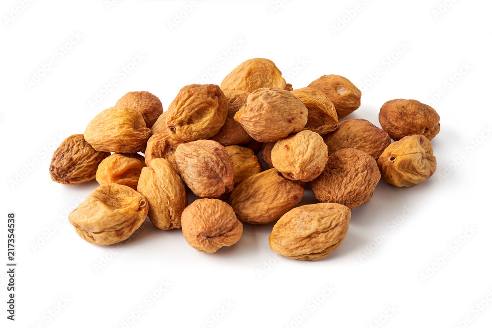 Sun dried apricots isolated on white background Sun dried apricots isolated on white background