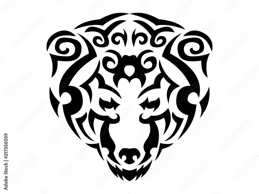 Tribal bear illustration, black animal print for t-shirt Tribal bear illustration, black animal print for t-shirt