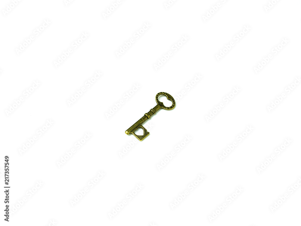 brass antique keys isolated on white background