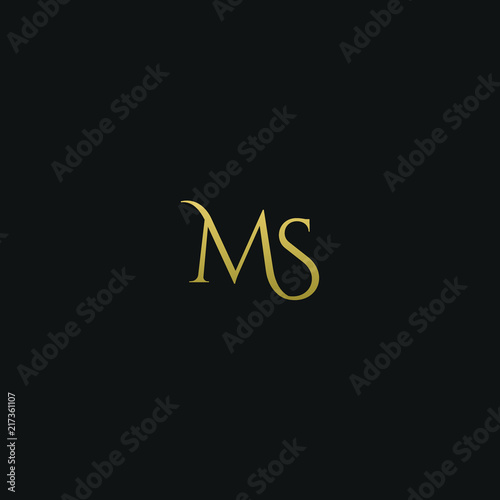 Modern unique elegantMS black and golden color initial based letter icon logo