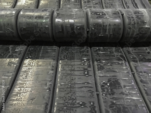 Fototapeta strip rubber is waiting in rubber factory
