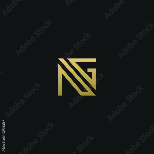 Unique modern elegant NG black and gold color initial based letter icon logo photo