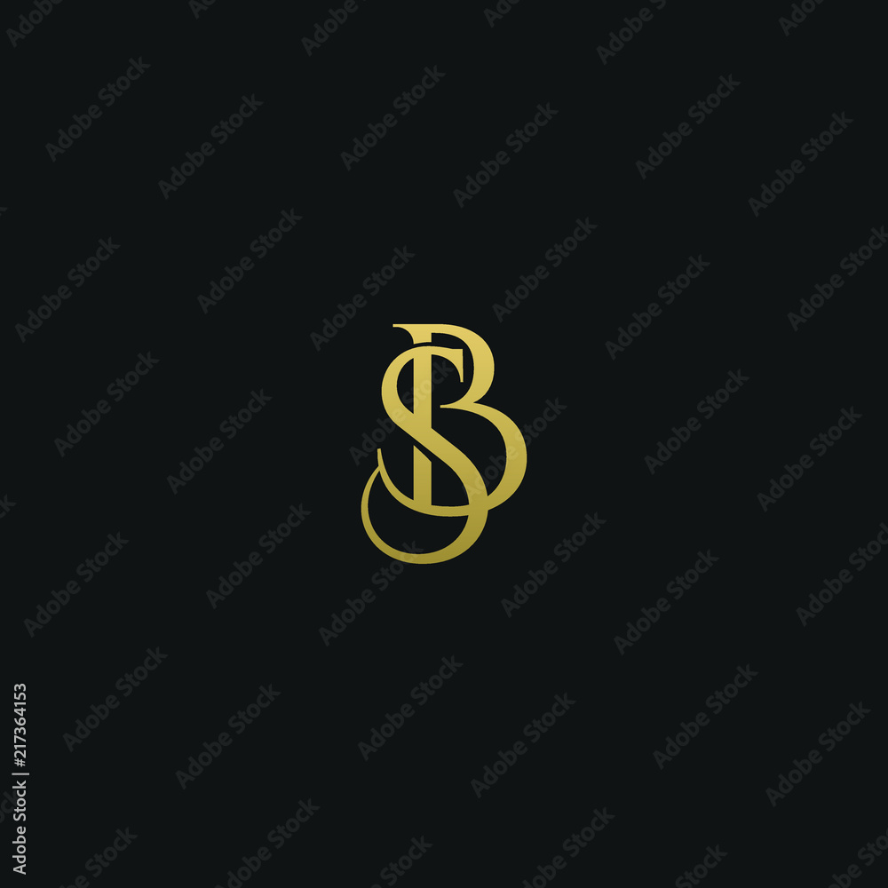 Unique modern elegant BS black and gold color initial based letter icon ...