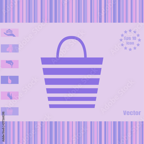 shopping bag with stripes vector icon