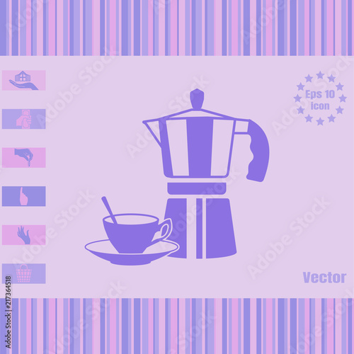 Vector illustration with coffee pot, cup