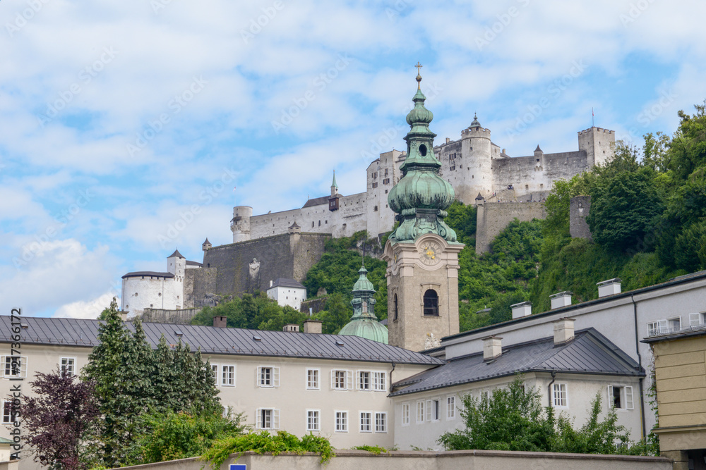 St. Peter's Abbey and Hohensalzburg Castle in Salzburg, Austria
