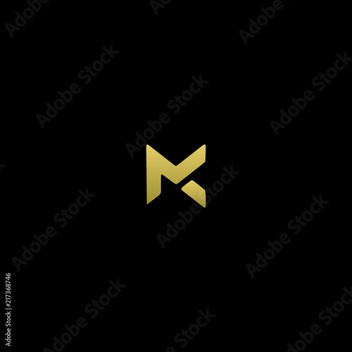 Modern creative elegant MC black and gold color initial based letter icon logo