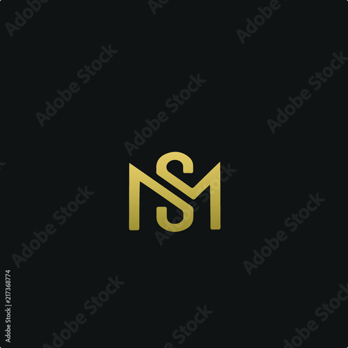 Modern creative elegant MS black and gold color initial based letter icon logo