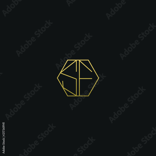 Modern creative elegant SF black and gold color initial based letter icon logo