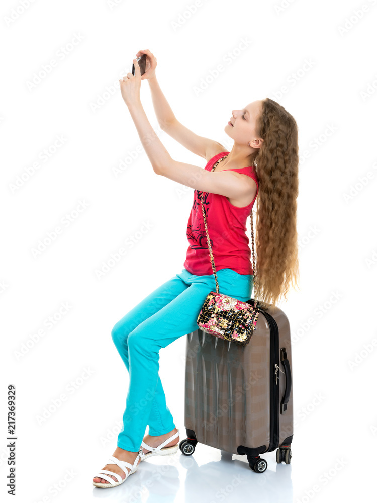 cute little girl making selfie cute little girl making selfie
