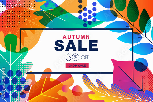 Vector sale banners with color gradients fall autumn leaves. Design template ...