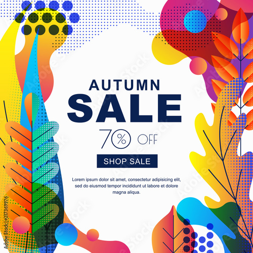 Autumn sale vector banners. Color gradients leaves fall illustration. Layout ...
