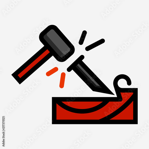 Flat woodworker pixel perfect vector icon