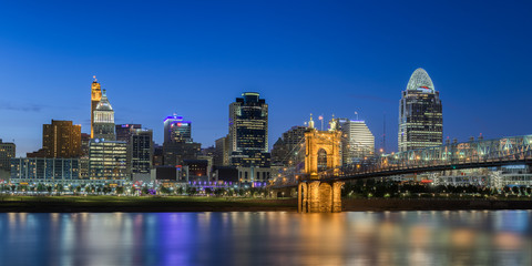 Cincinnati skyline at night from across the Ohio River