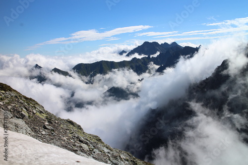 View from top of Rysy peak  2503 m   High Tatras  Slovakia