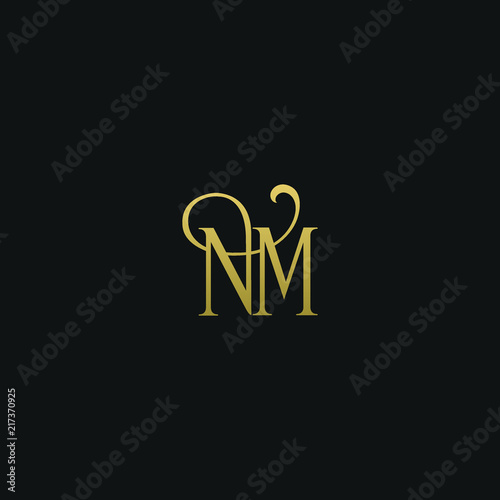 Modern creative elegant NM black and gold color initial based letter icon logo