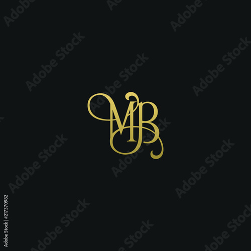 Modern creative elegant MB black and gold color initial based letter icon logo
