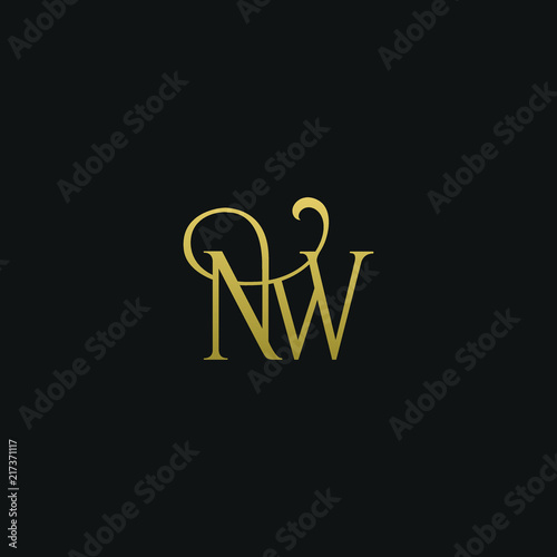 Modern creative elegant NW black and gold color initial based letter icon logo