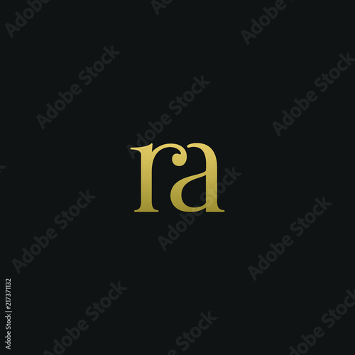 Modern creative elegant RA black and gold color initial based letter icon logo