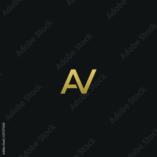 Modern creative elegant AV black and gold color initial based letter icon logo