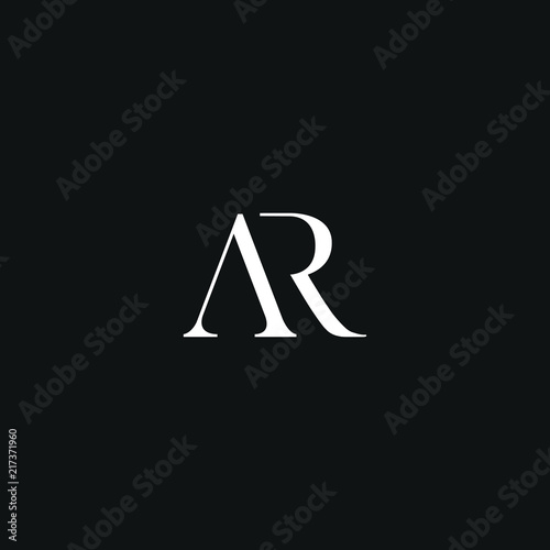 Creative modern elegant AR black and white color initial based letter icon logo.